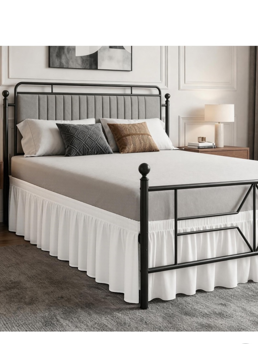 KING Bed Skirt Dust Ruffle 18” Drop 100% Premium Microfiber - WHITE
